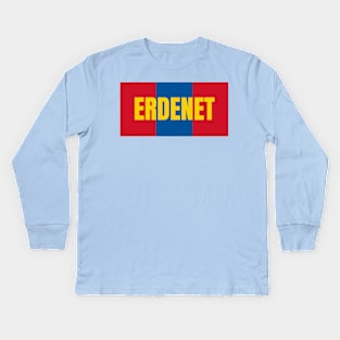 Erdenet City in Mongolian Flag Colors Kids Long Sleeve T-Shirt